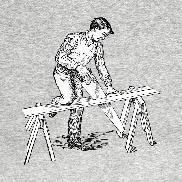 Sawing bench - vintage book illustration from The children's library of work and play by Edwin W. Foster 1911 by One Eyed Cat Design
